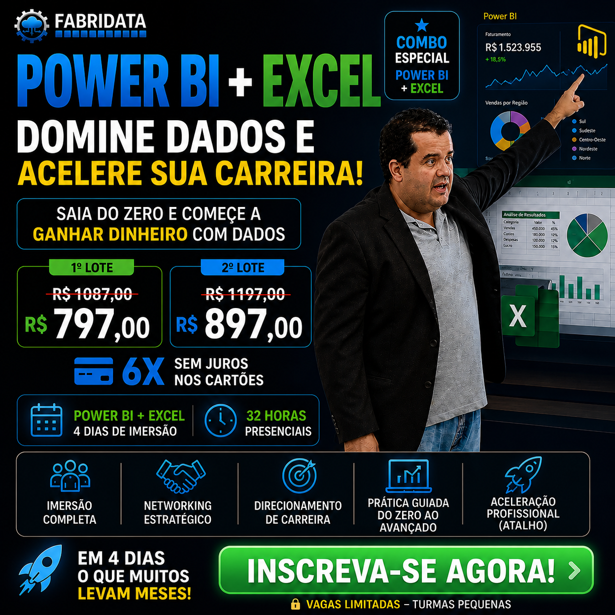 Combo Power BI e Excel Presencial Fabridata